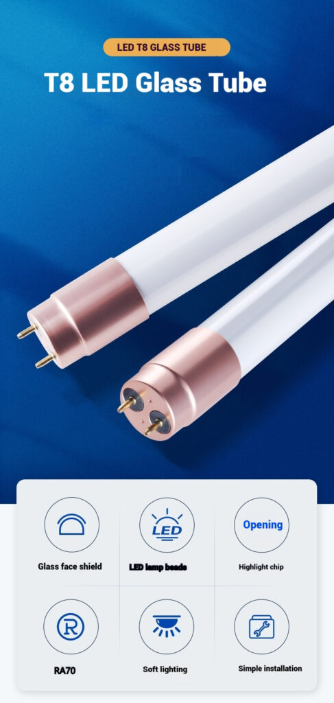 LED T8 aluminum cap glass tube
