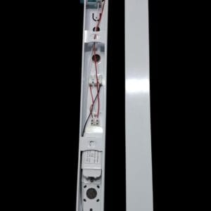 LED T8 fluorescent fixture with durable design and easy installation for commercial and industrial lighting.